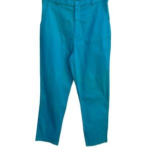 Diane Gilman Womens Teal Blue Stretch Twill Straight Leg Pants Size M New Tags